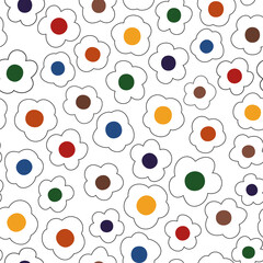 Hand Drawn Colorful Flower Seamless Pattern