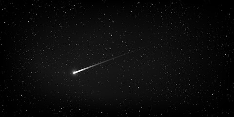 Fototapeta premium High quality meteor and comet universe on astrology horizontal background with stars in galaxy.
