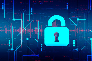 2d illustration Safety concept: Closed Padlock on digital background