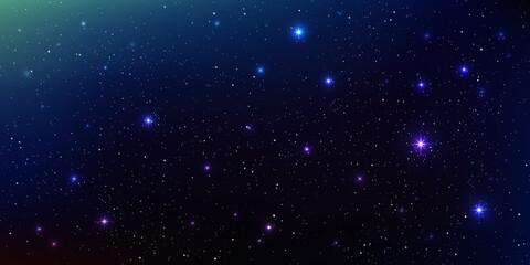Beautiful background galaxy illustration with stardust and bright shining stars illuminating the space.