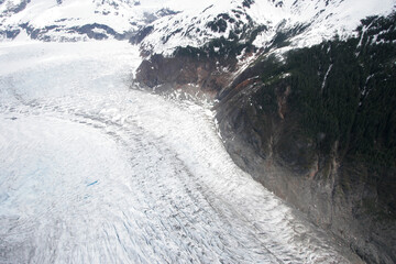 Aerial of receeding Mendenhall Glacier, Alaska