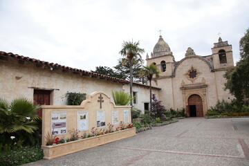 Fototapeta na wymiar View of Roman Catholic mission churches Mission San Carlos Borromeo de Carmelo in Carmel, California
