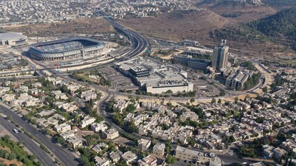 defaultTeddy and Arena Stadium in Jerusalem Aerial view
Drone Close to Malha neighbourhood and Arena Basketball Stadium, South West Jerusalem, 
Israel
