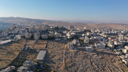 Obraz premium Palestine Hizma Town in North Jerusalem, Aerial view Hizma Town in Palestinian Authority, Drone view 