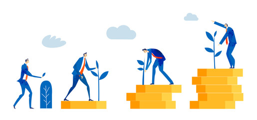 Business people, bankers growing money. People looking after money, multiplying it, making a great investments. 