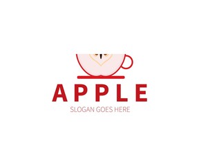 Apple Tea Or Coffee Cup Logo Concept. Vector Design Illustration. Symbol and Icon Vector Template.