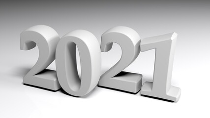 2021 gray write on gray background - 3D rendering illustration