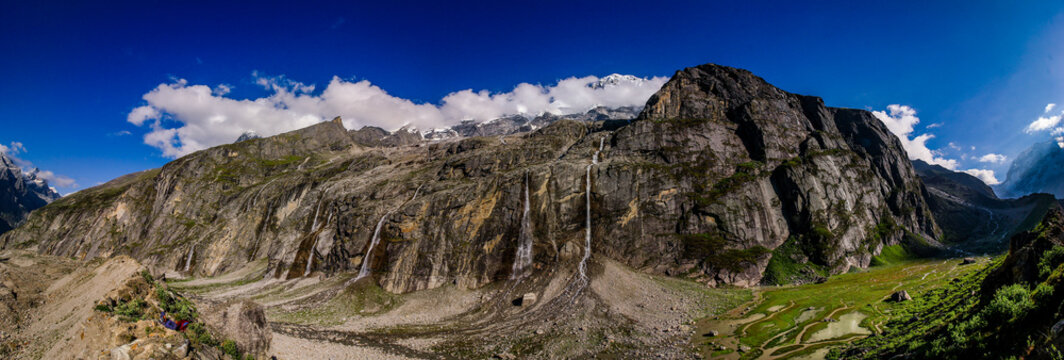 panorama of waterfalls in mountain