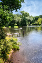 Fototapeta na wymiar Landscape in Oranienburg with havel river and bank in beautiful sunshine