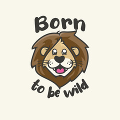 Funny lion head cartoon illustration