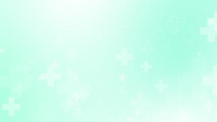 Medical green blue cross pattern healthcare background.