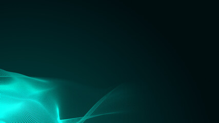 Dot green wave light screen gradient texture background. Abstract  technology big data digital background. 3d rendering.