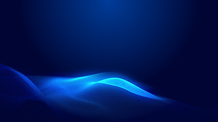 Dot blue wave light screen gradient texture background. Abstract  technology big data digital background. 3d rendering.