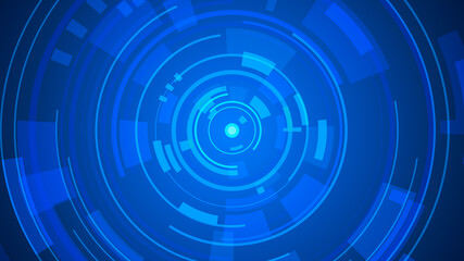Circle blue technology Hi-tech dark background. Abstract graphic digital future concept design.