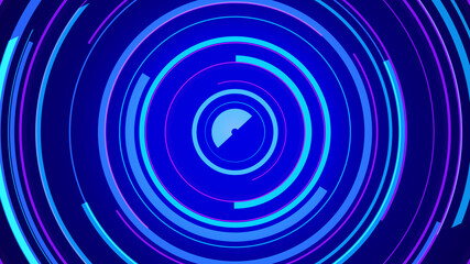 Circle blue neon light technology Hi-tech dark background. Abstract graphic digital future concept design.