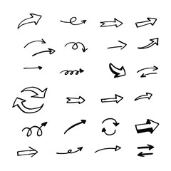 Vector set of hand drawn  doodle arrows