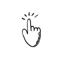 Obraz premium Hand drawn vector illustration of finger clicking. Doodle.