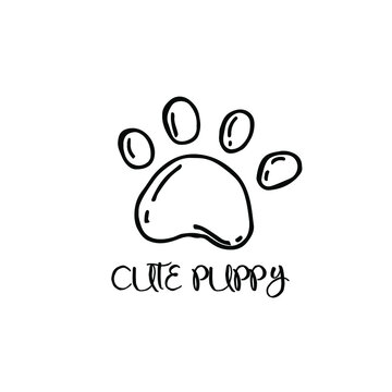 Hand drawn vector illustration of doodle cute dog's paw