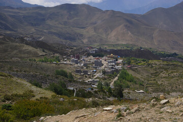 Fototapeta na wymiar Muktinath, town on Annapurna circuit. First village after Thorong la pass. 