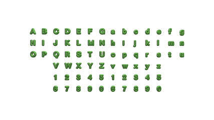 Full set of English letters in 3D illustrations separated to two sides for matching perspectives, lightings and shadows for realistic combinations on white background