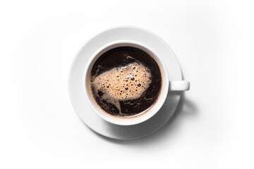 Black coffee isolated on a white background.