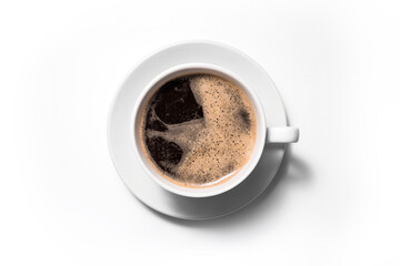 Black coffee isolated on a white background.