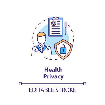 Health privacy concept icon. Medical records privacy idea thin line illustration. Confidentiality of patient records. Health care. Vector isolated outline RGB color drawing. Editable stroke