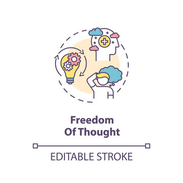Freedom of thought concept icon. Conscience freedom idea thin line illustration. Thinking. Viewpoint and belief change. Vector isolated outline RGB color drawing. Editable stroke