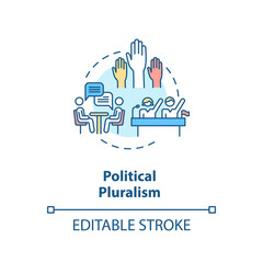Political pluralism concept icon. Political diversity idea thin line illustration. Different parties peaceful coexistence. Vector isolated outline RGB color drawing. Editable stroke