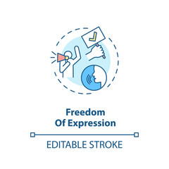 Freedom of expression concept icon. Freedom of speech idea thin line illustration. Fundamental human rights. Expressing opinion. Vector isolated outline RGB color drawing. Editable stroke