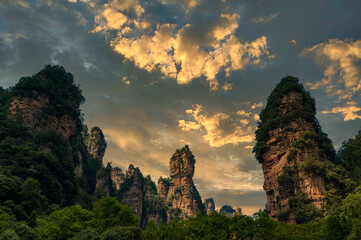 sunset in Zhangjiajie, China