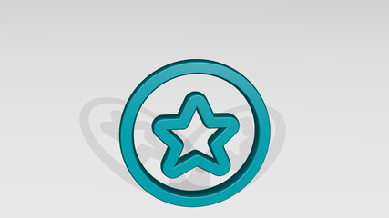 discount star premium made by 3D illustration of a shiny metallic sculpture with the shadow on light background. sale and banner