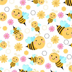 Fototapeta premium Bee design collection, Honeycomb and honey, yellow pattern banner