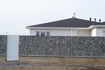 Newly build gabions fence