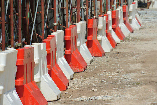 MALACCA, MALAYSIA -JUNE 14, 2016: Plastic barrier at the construction site. 
