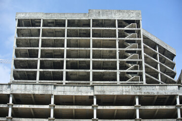 MALACCA, MALAYSIA -JUNE 01, 2016: High-rise building structures that have been abandoned.