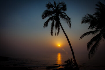 sunset over sea goa india