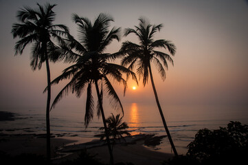sunset over sea goa india