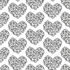 seamless pattern, abstract heart with ornament, pattern for wallpaper and fabric, wrapping paper, wedding design