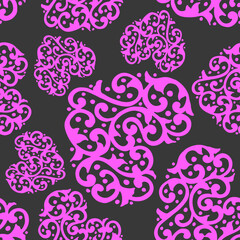 seamless pattern, abstract heart with ornament, pattern for wallpaper and fabric, wrapping paper, wedding design