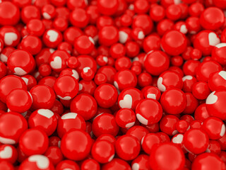 Ball with shape heart for valentines card. 3D illustration