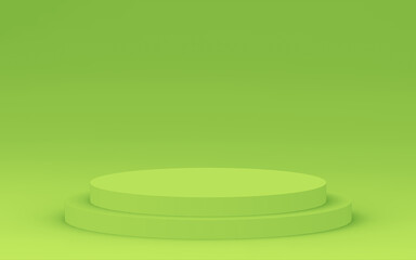3d green cylinder podium minimal studio background. Abstract 3d geometric shape object illustration render. Display for food natural product.