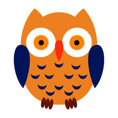 vector illustration, owl in cartoon style, children's drawing, isolate on a white background