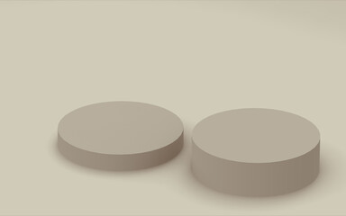 3d brown cylinder podium minimal studio background. Abstract 3d geometric shape object illustration render. Display for cosmetic perfume fashion product.
