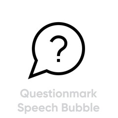 Questionmark in a speech bubble icon in flat style. Editable vector outline. Single pictogram.