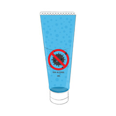 Alcohol gel isolated illustration, Hand wash with alcohol gel or hand sanitizer gel for prevent Coronavirus (COVID-19), New normal hygiene concept.
