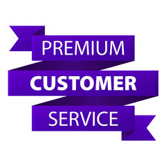 Premium Customer service and support ribbon banner icon isolated on white background. Vector illustration