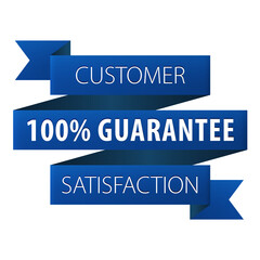Customer Satisfaction 100 percent guarantee tag ribbon banner icon