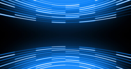 Neon Tube illumination Colorful line Ring Space abstract 3D illustration background.