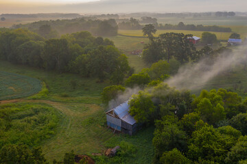 morning mist over the farm © Joseph